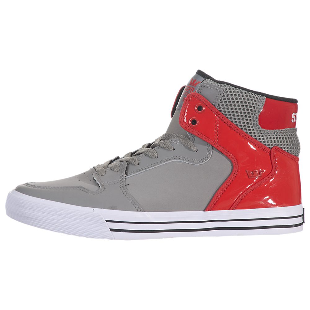 Baskets Montantes Supra Vaider Grise Rouge Grey/Red-White Homme | RWV-96909222